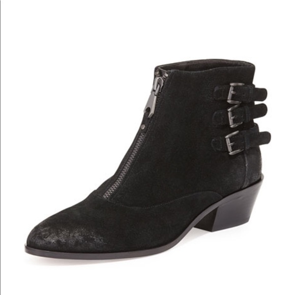 Rebecca Minkoff Alex Moto Suede Front Zip Ankle Booties - Picture 1 of 8